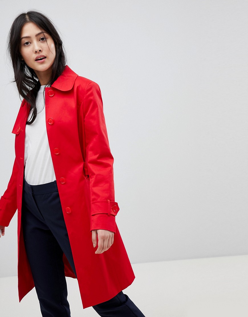 Helene Berman Single Breasted Trench - Red