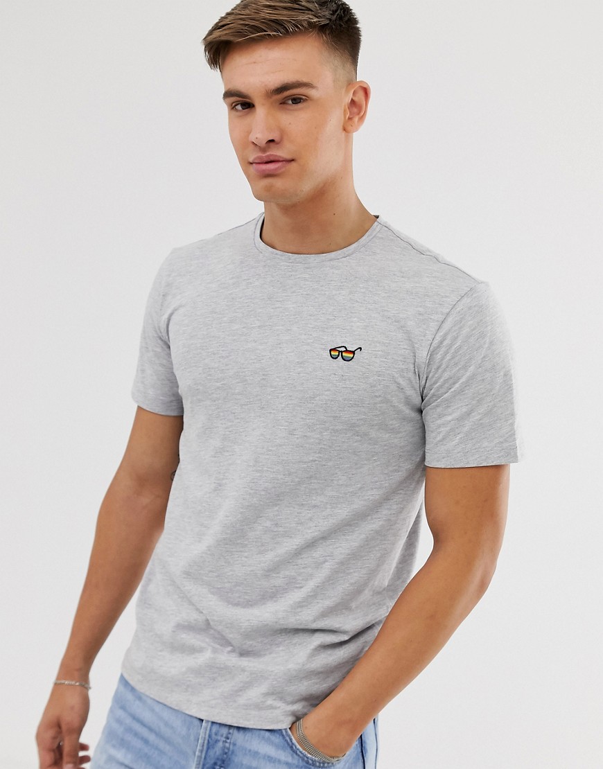 Only & Sons rainbow logo t-shirt in grey