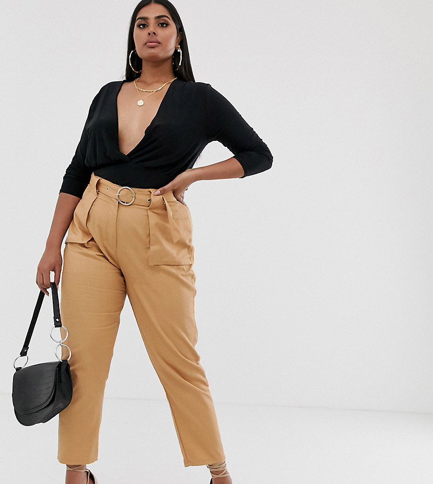 Missguided Plus cargo trouser in sand