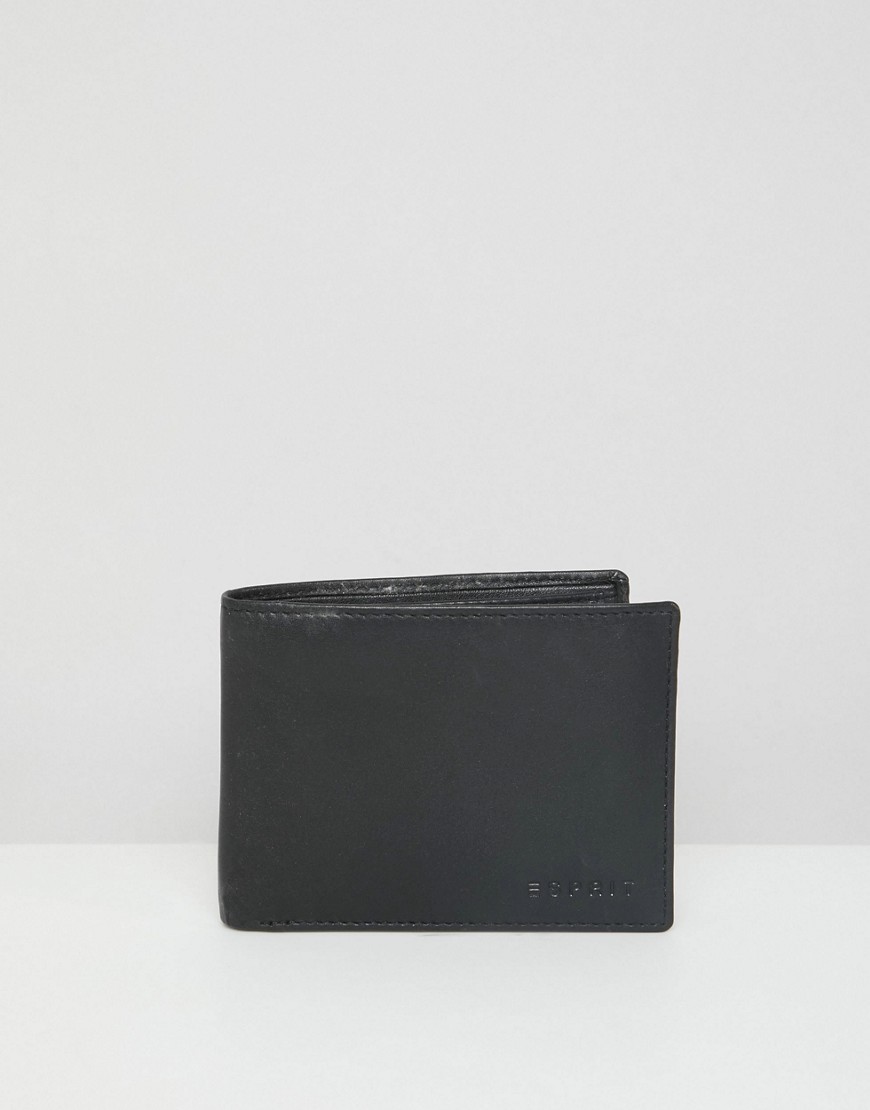 Esprit Leather Bi-Fold Wallet - Black