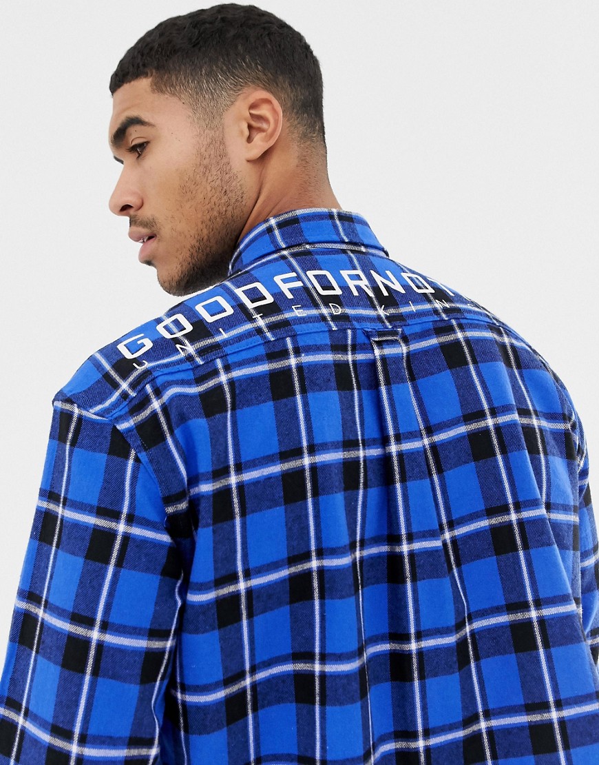 Good For Nothing oversized check shirt in blue