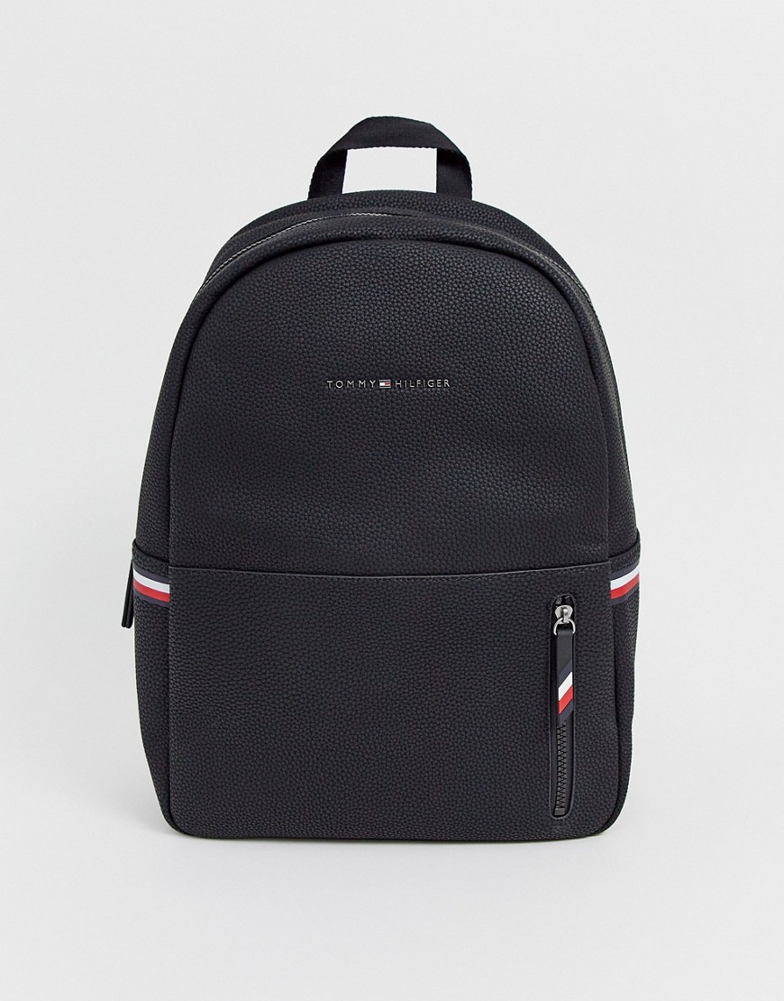 Tommy Hilfiger faux leather backpack in black with small logo