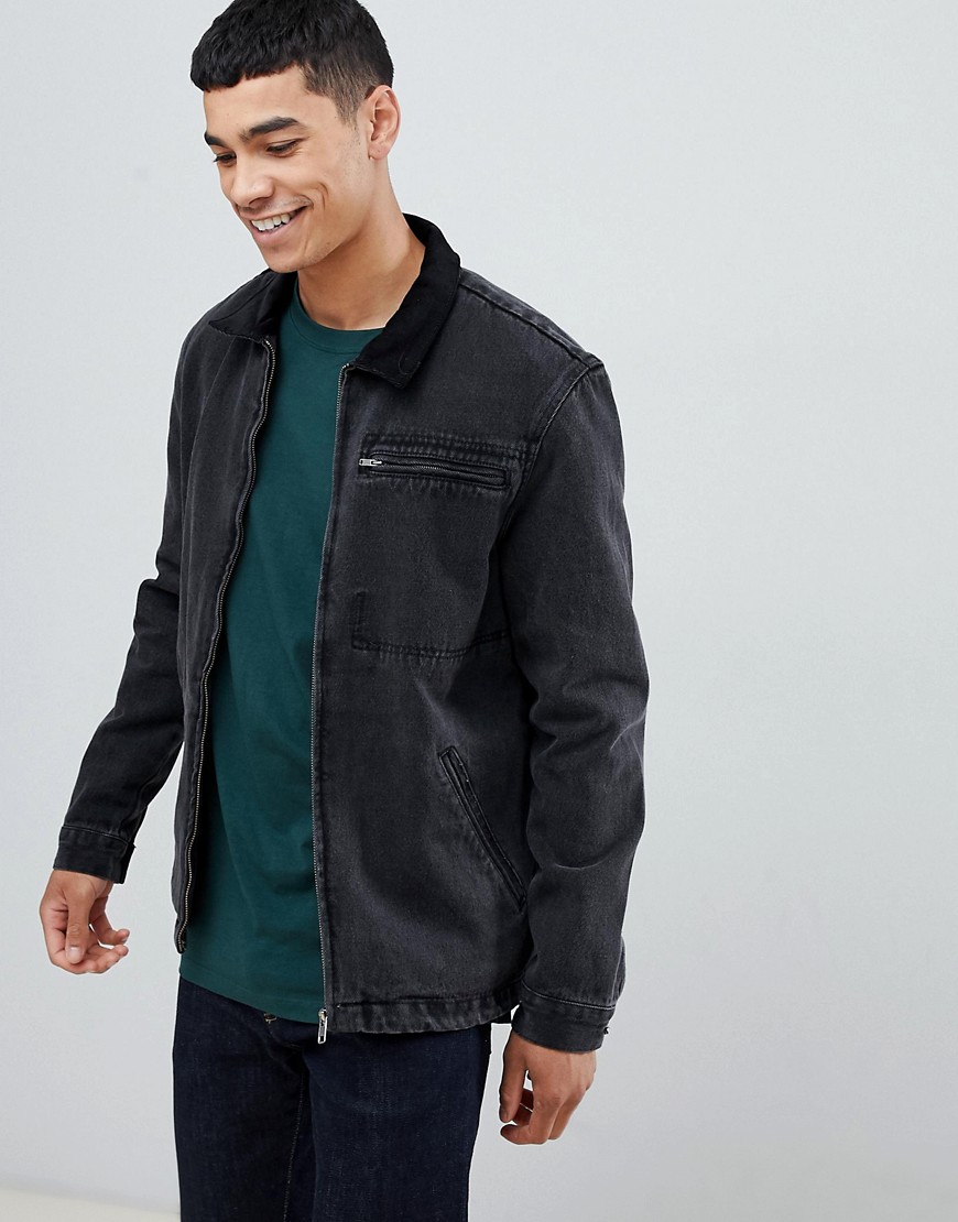 New Look worker jacket with cord collar in black