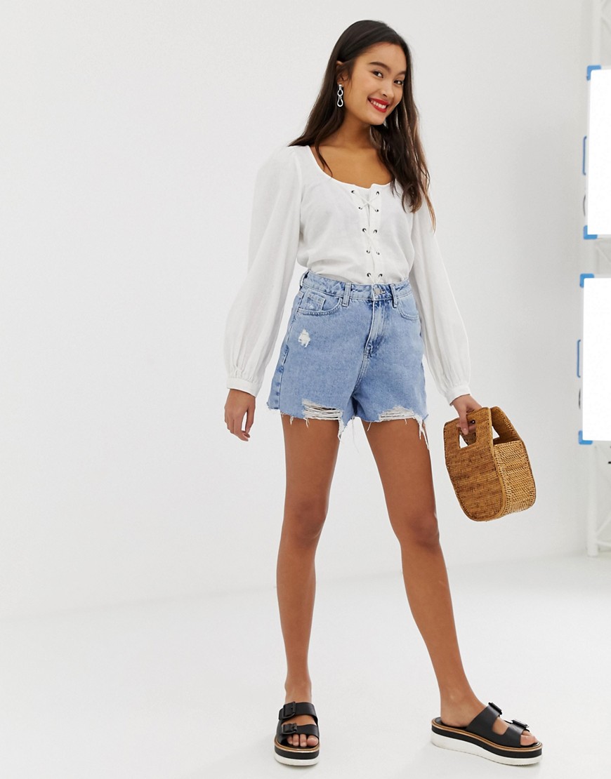 New Look mom shorts with rips in denim