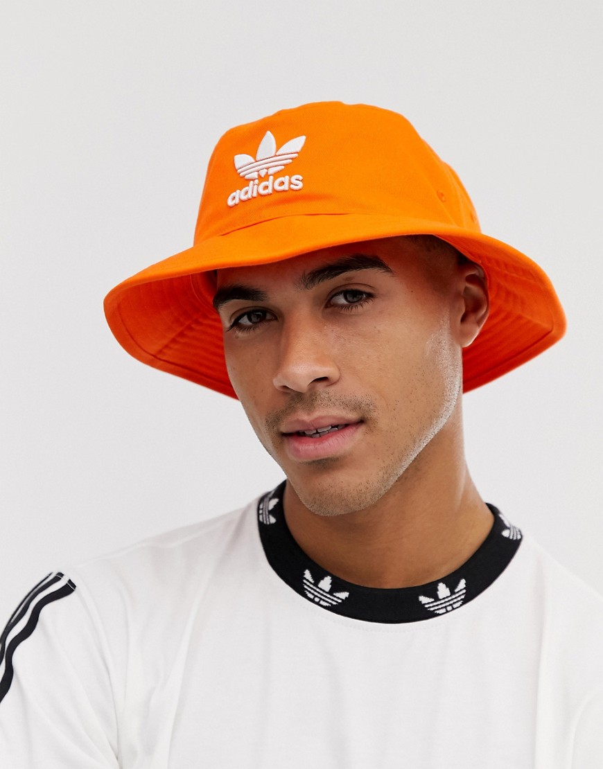 adidas Originals logo bucket hat in orange