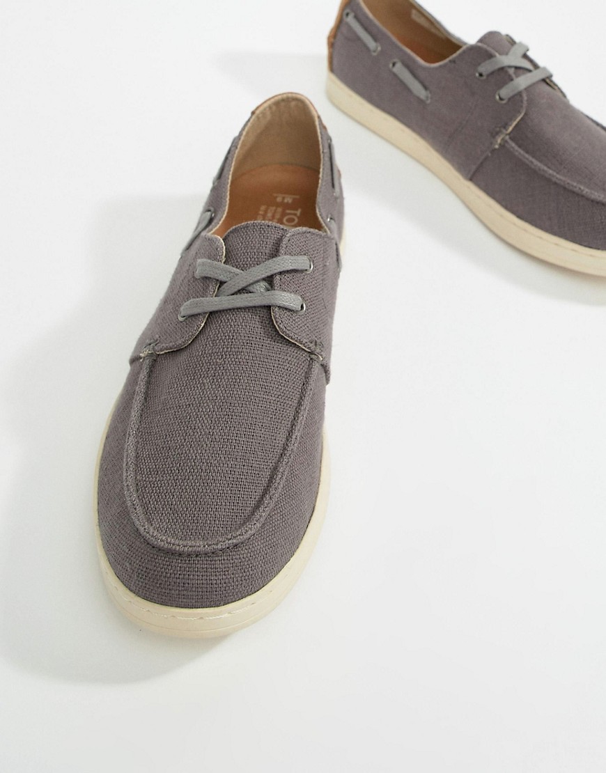 TOMS Canvas Boat Shoes In Dark Grey
