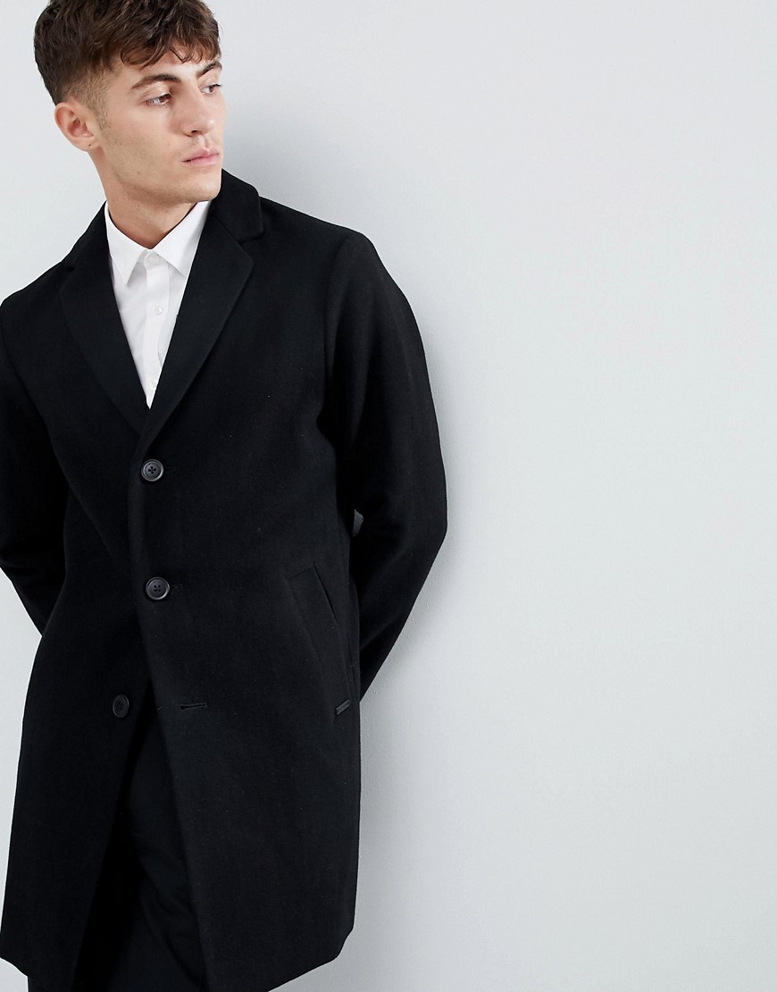 Esprit Smart Wool Overcoat In Black