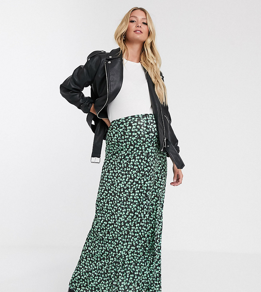 ASOS DESIGN Maternity dip hem maxi skirt with button front in urban floral
