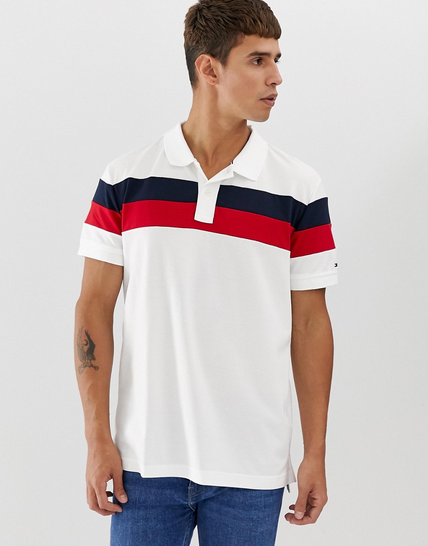 Tommy Hilfiger polo slim fit with icon chest stripe in white