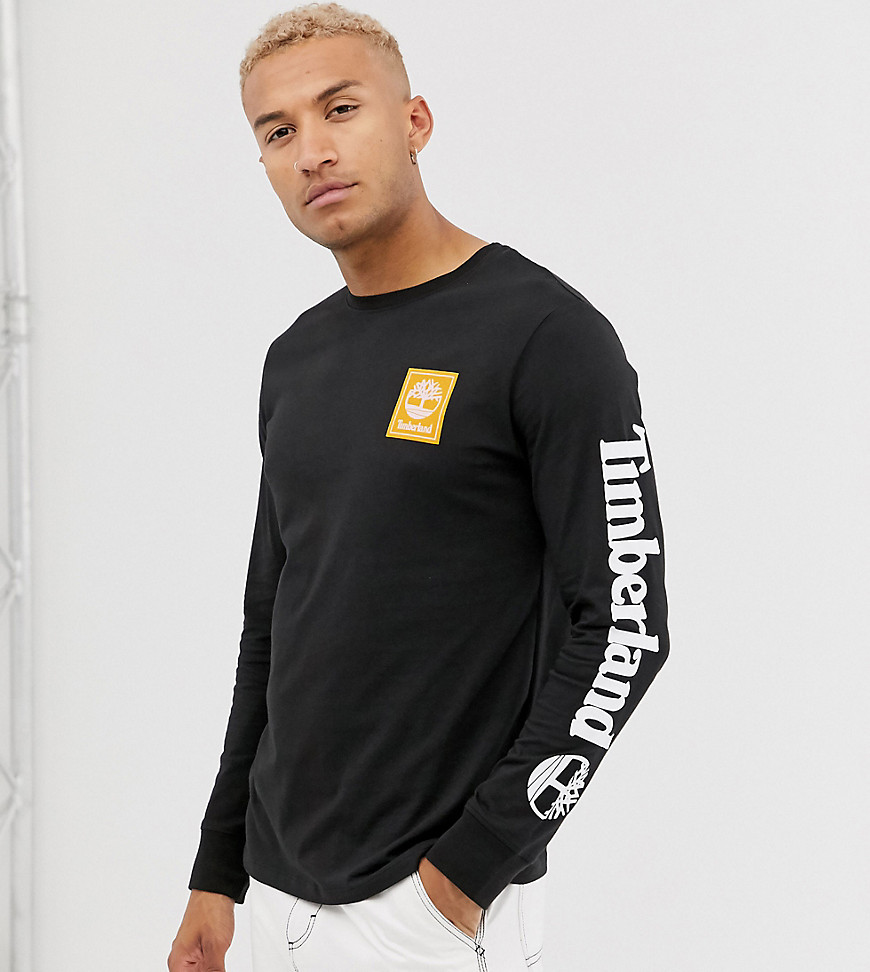 Timberland exclusive long sleeve arm logo t-shirt in black