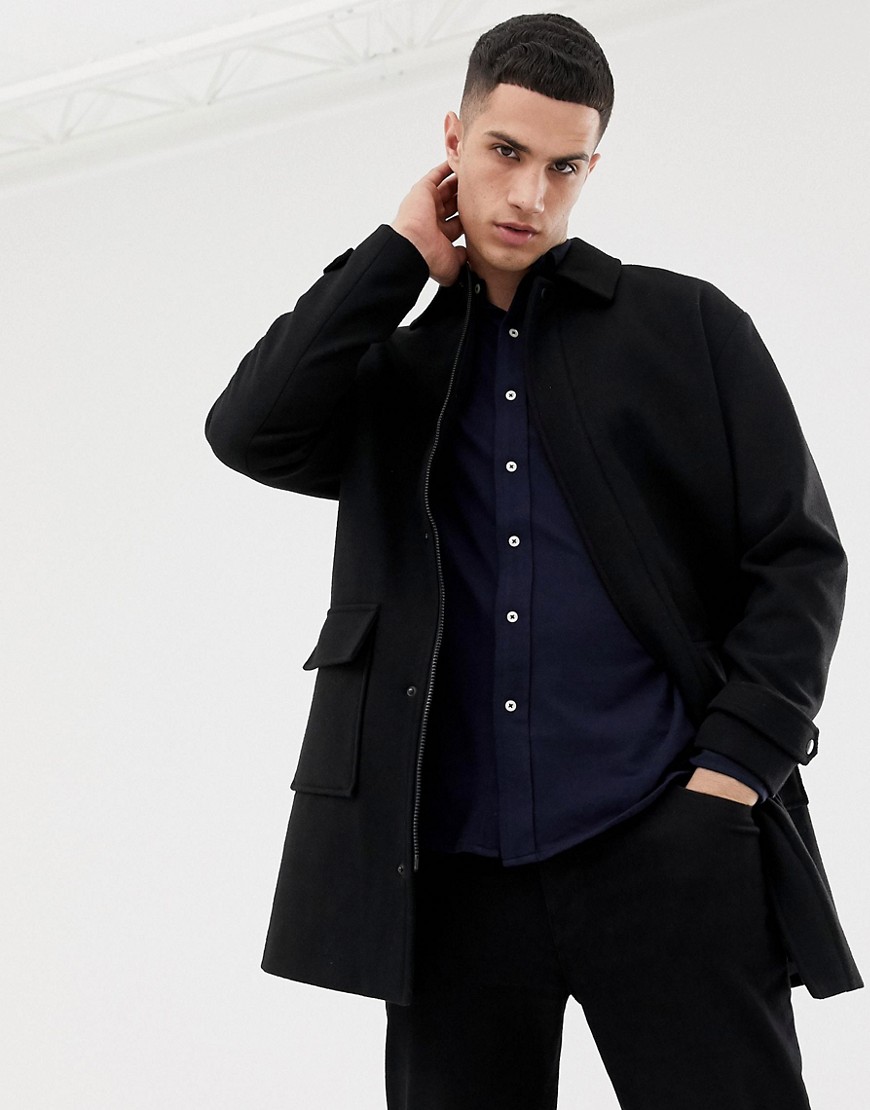 Only & Sons Oversized Wool Overcoat With Patch Pocket