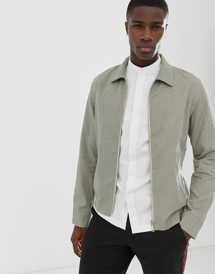 Selected Homme cotton blouson jacket with mini grid check