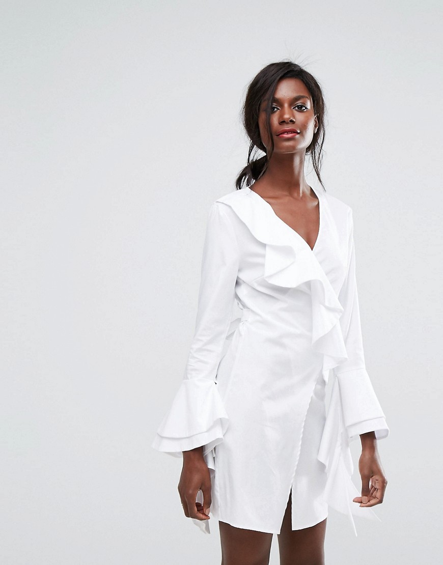 C/Meo Collective Still Standing Ruffle Wrap Dress - White