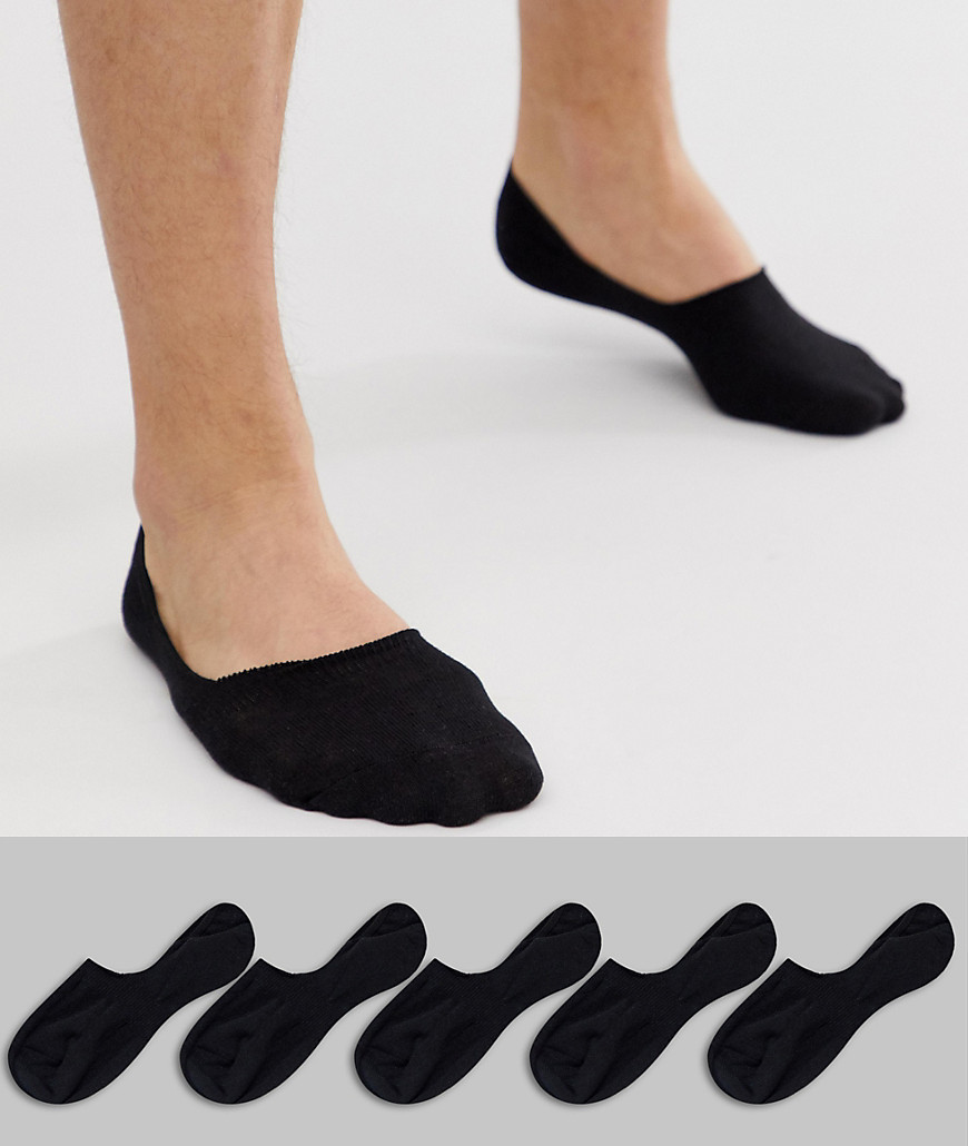 New Look invisible socks in black 5 pack