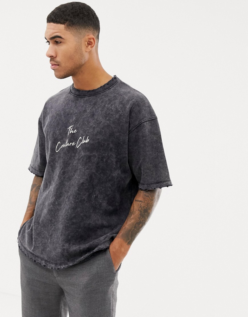 The Couture Club oversized t-shirt in black acid wash