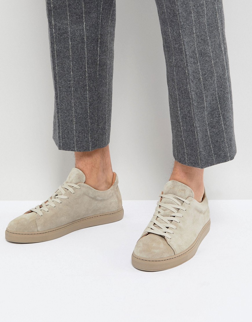 Selected Homme Premium Suede Trainers - Silver mink