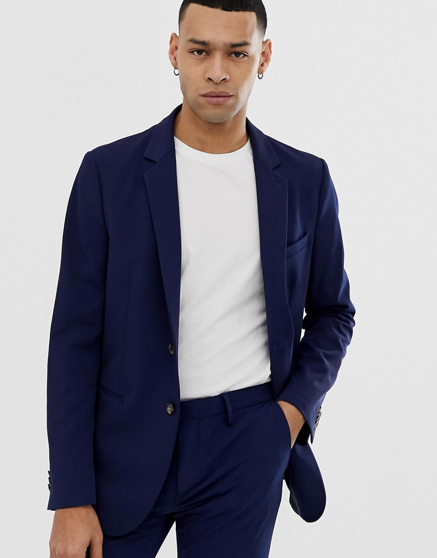 United Colors Of Benetton slim fit unlined blazer in navy