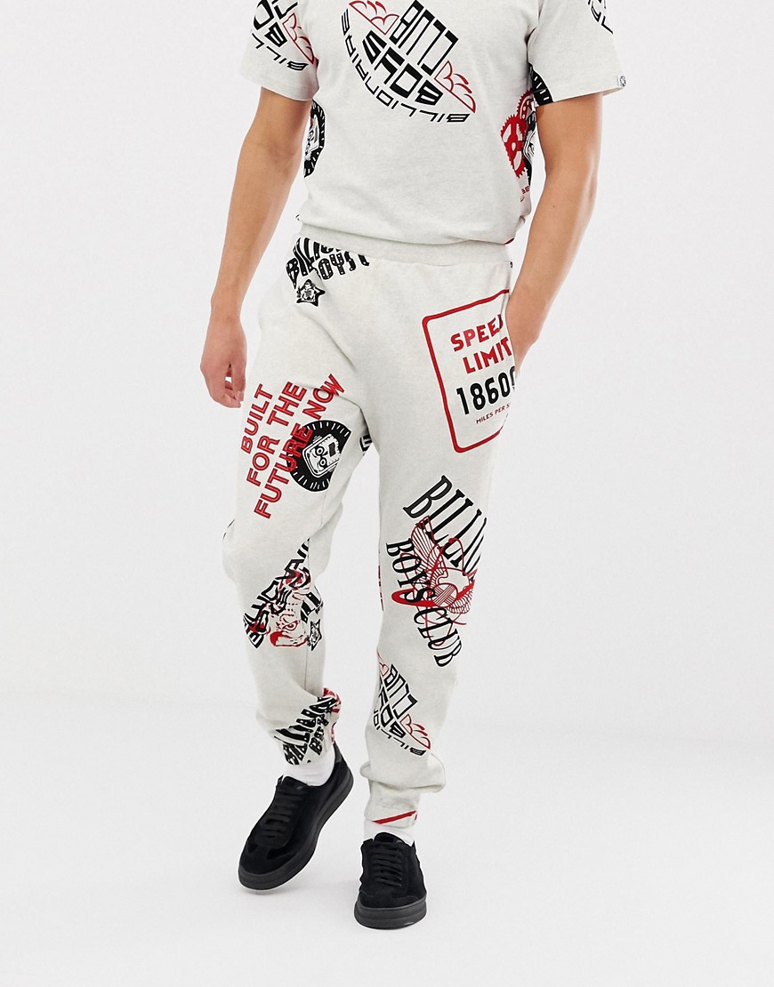 Billionaire Boys Club vintage all over graphic print joggers in grey