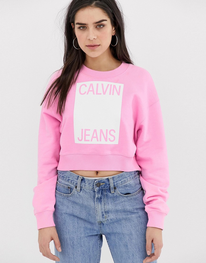 Calvin Klein Jeans cropped block logo Sweatshirt