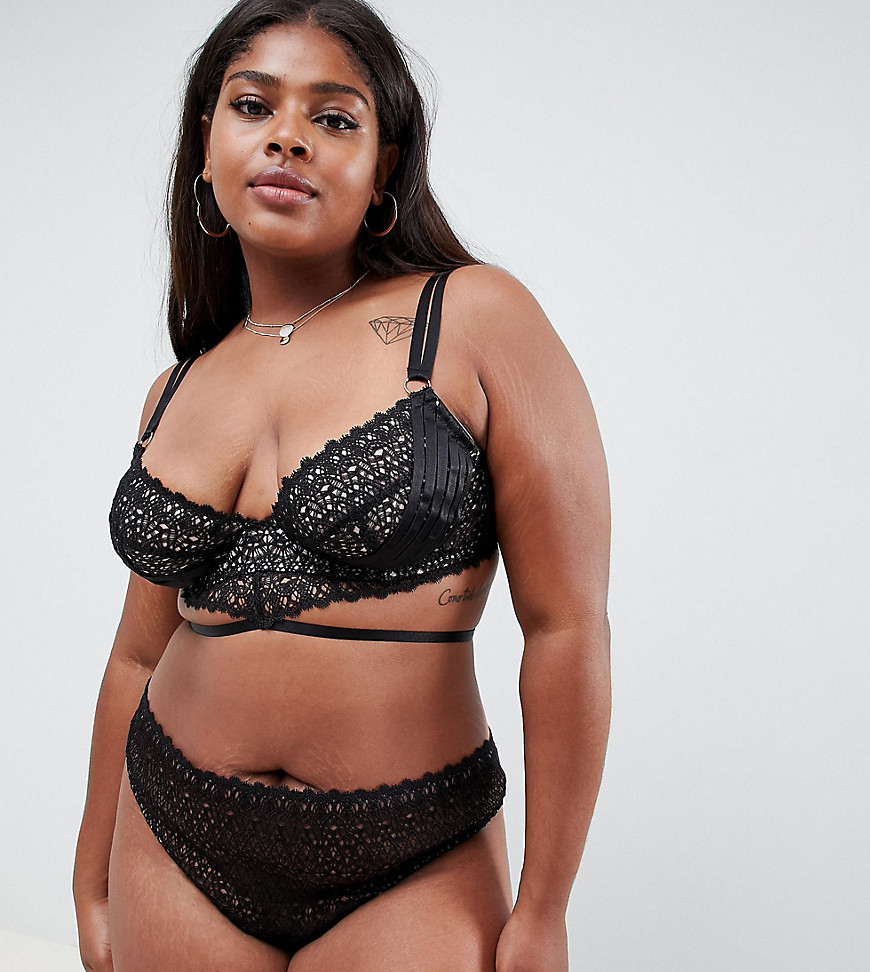 ASOS DESIGN Curve geo lace strappy thong