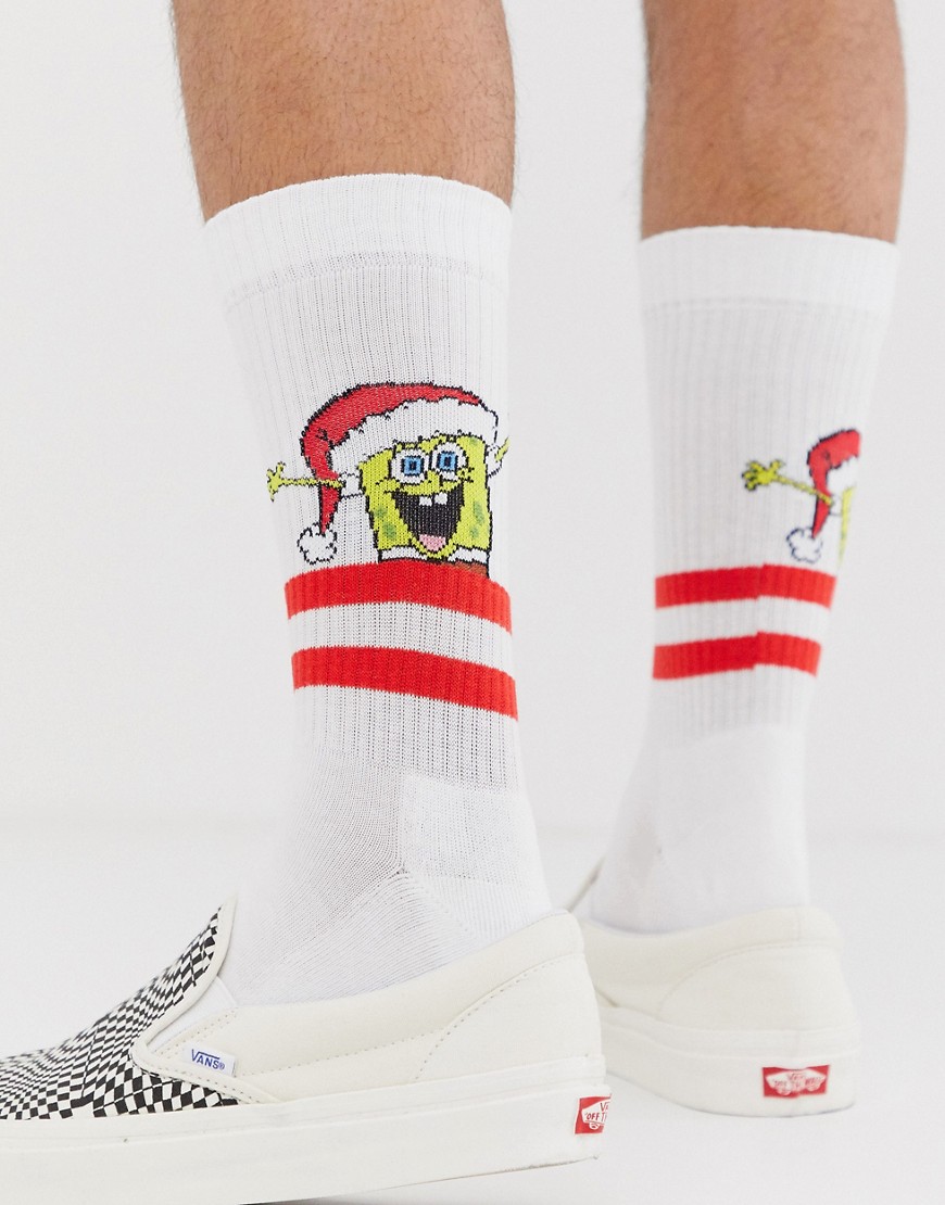 ASOS DESIGN christmas sock with santa spongebob
