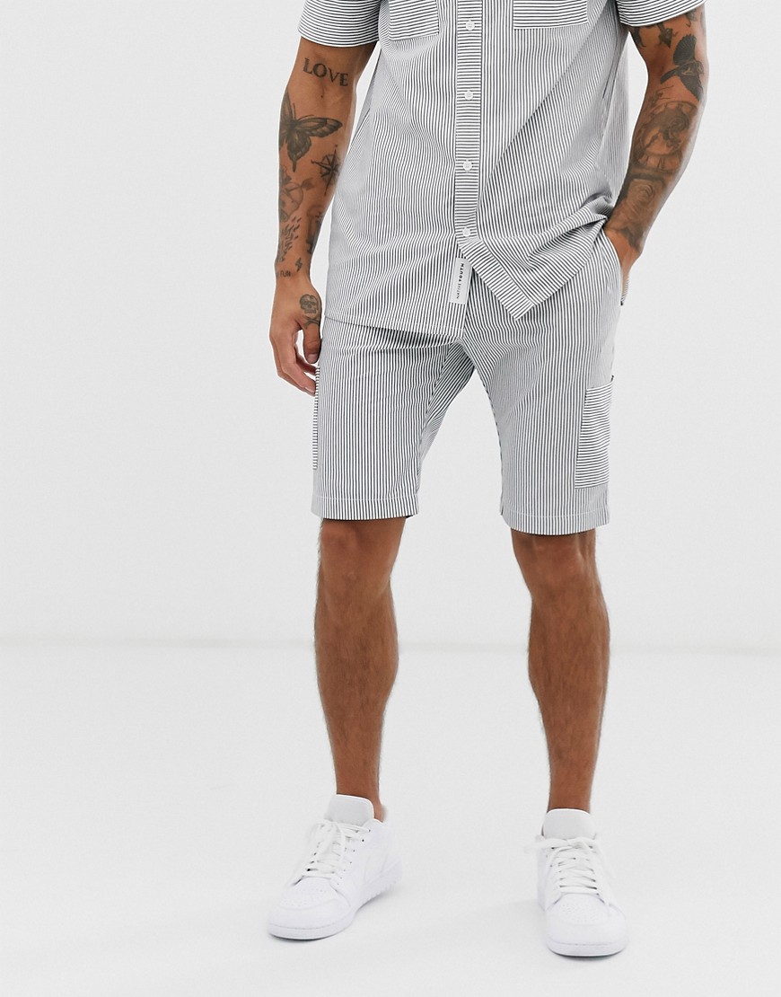 Native Youth co-ord short in white with stripe