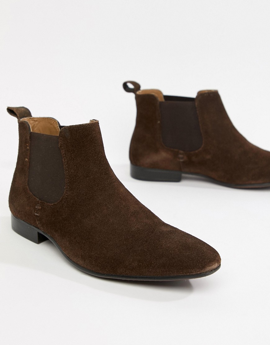 Moss London chelsea boots in brown suede