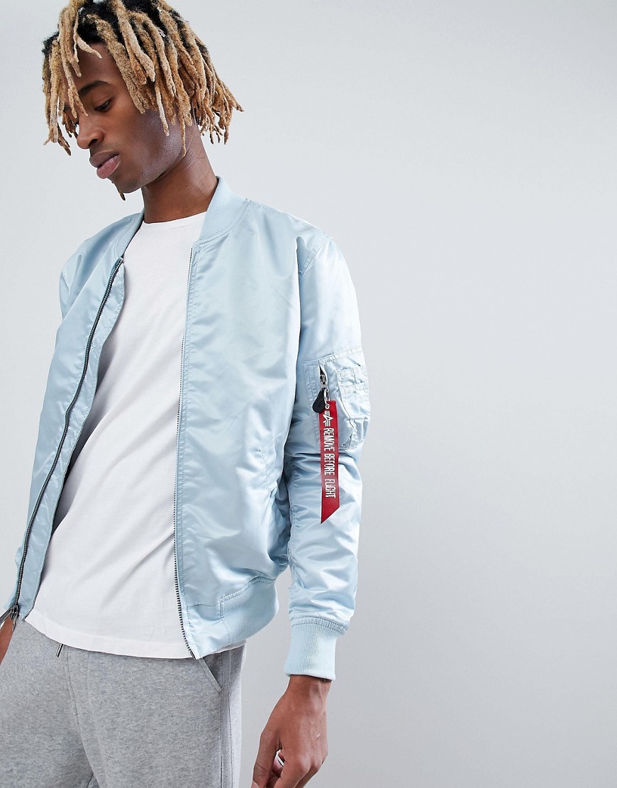 Alpha Industries MA1-TT VF Lightweight Reversible Bomber Jacket in Blue/Silver With Blood Chit Patch - Air blue/silver