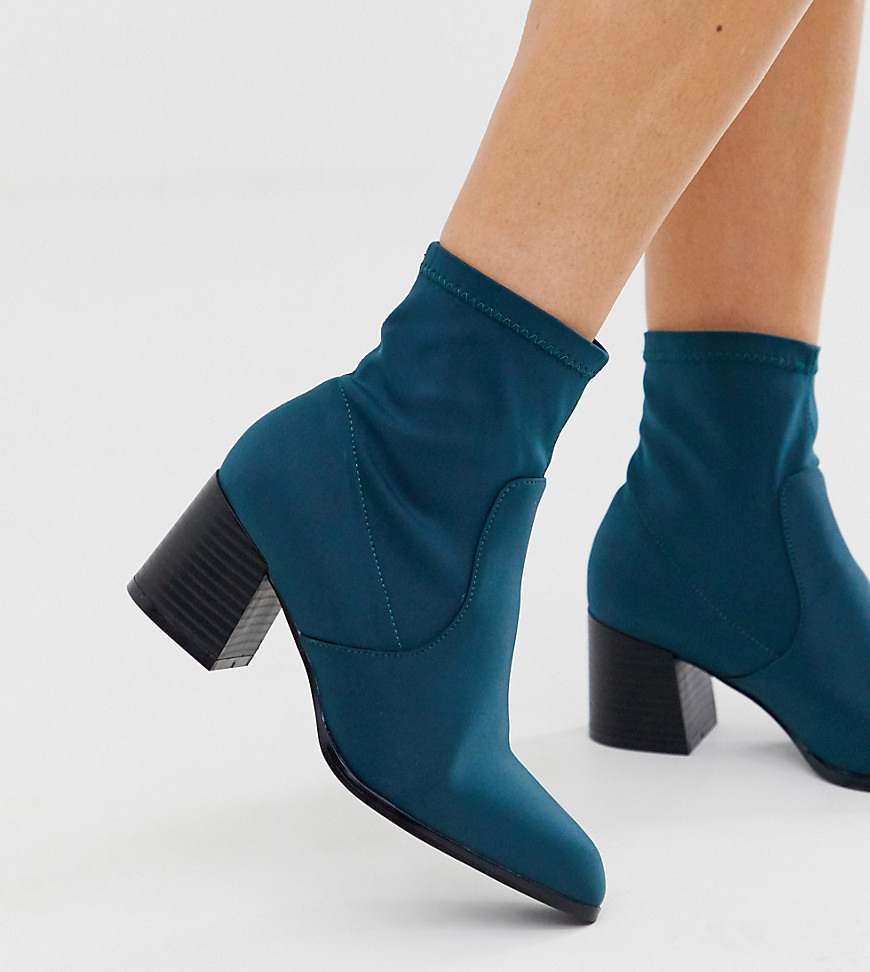 Asos Design Wide Fit Rosie Neoprene Sock Boots In Teal-green
