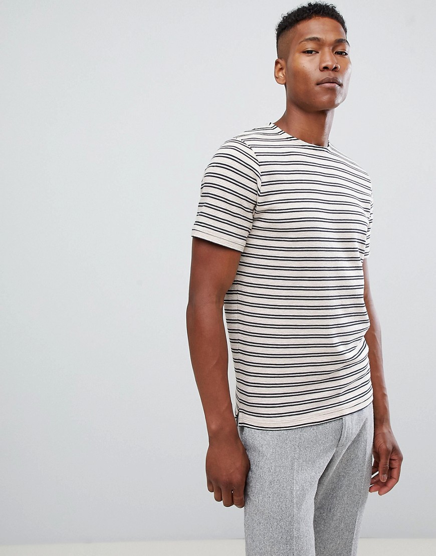 Selected Homme T-Shirt With Textured Stripe
