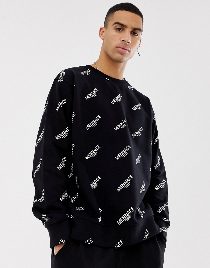 Mennace oversized sweatshirt with all over repeat print logo