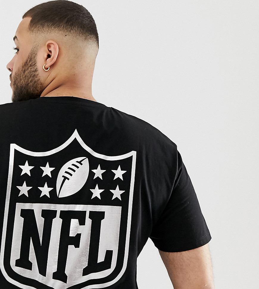 ASOS DESIGN Plus relaxed fit t-shirt with NFL chest and back print in silver foil