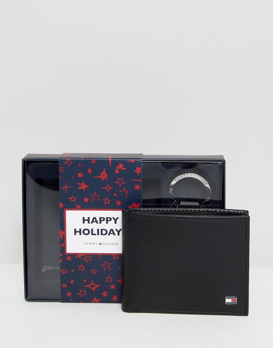 Tommy Hilfiger eton mini card holder wallet and keyfob giftset - Black