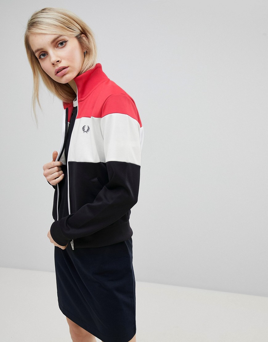 FRED PERRY COLOR BLOCK TRACK JACKET - NAVY,J3102