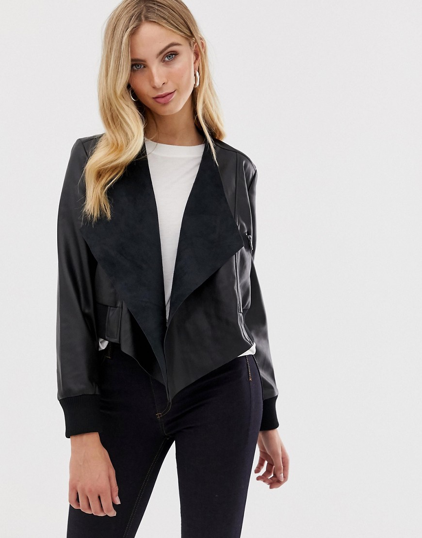 French Connection Abellana faux leather waterfall jacket