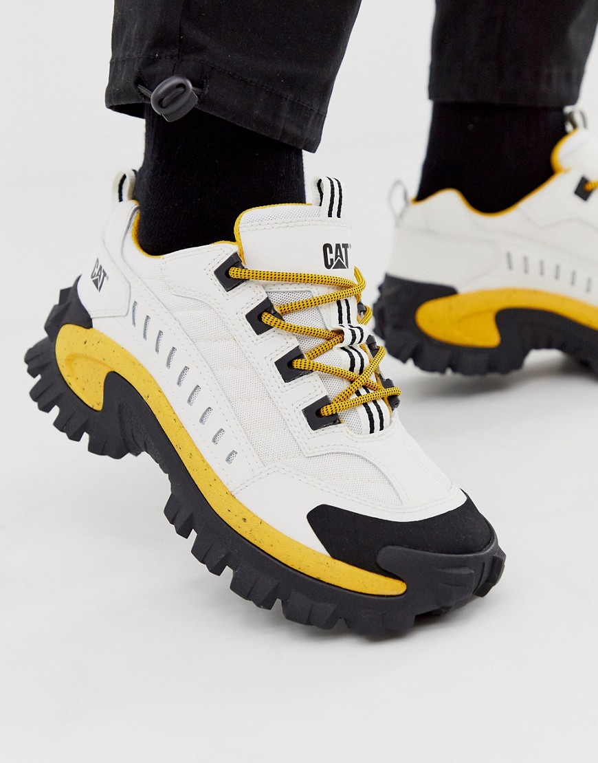 Caterpillar Intruder chunky trainers in white/bee
