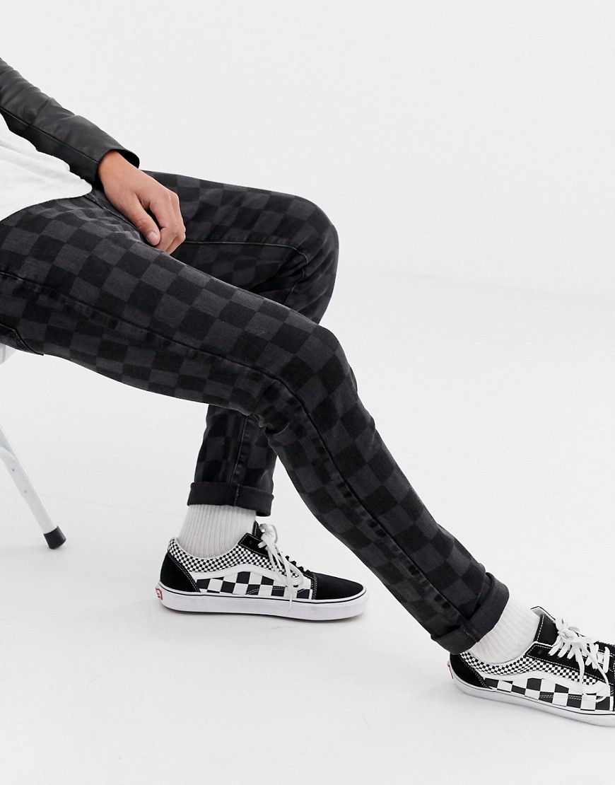 Brooklyn Supply Co skinny fit jeans In washed checkerboard