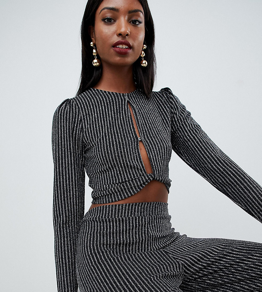Fashion Union Tall shimmer top with cut out detail co-ord