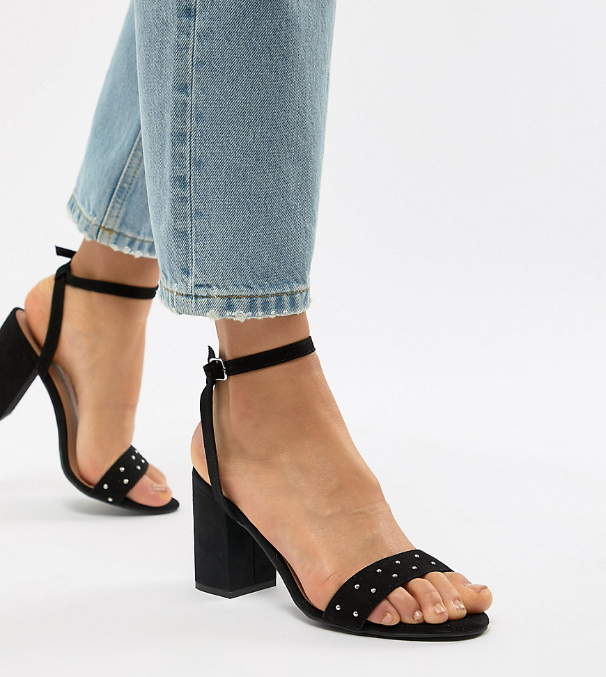 New Look Wide Fit Block Heeled Sandal - Black