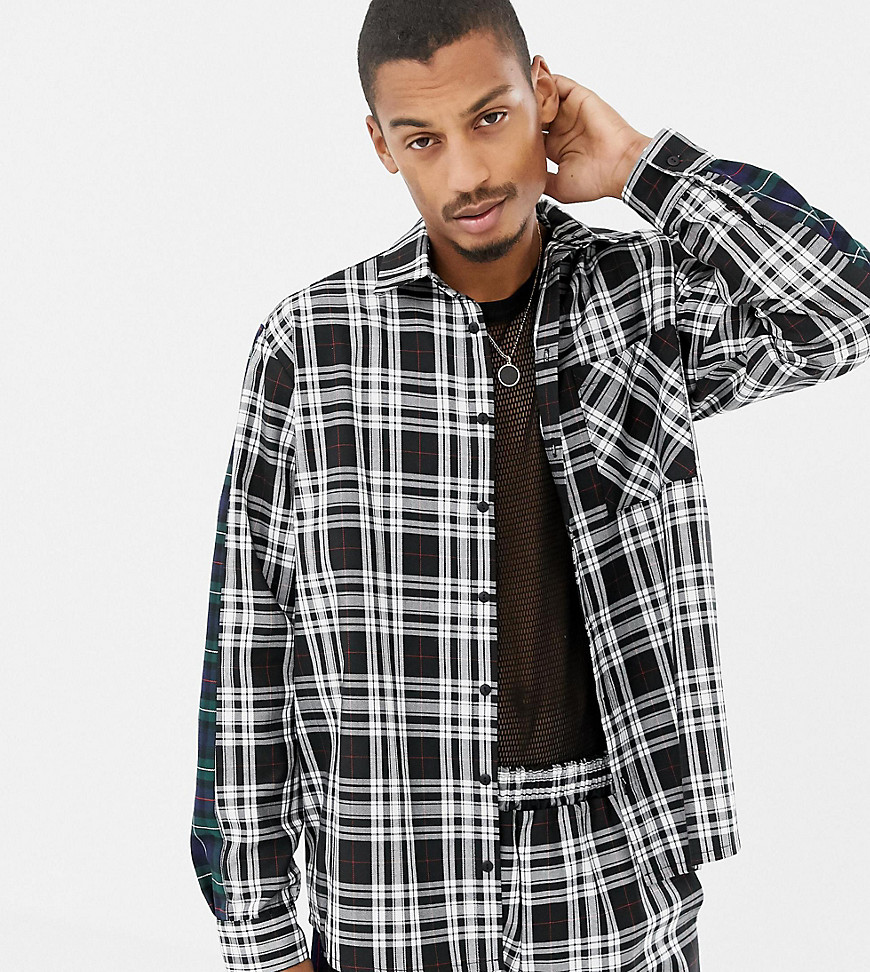 Milk It Vintage oversized check shirt with contrast side stripe