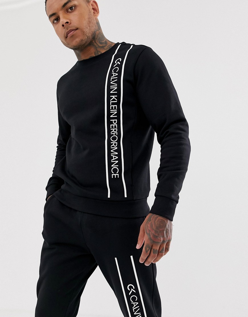 Calvin Klein Performance logo crew neck sweat in black