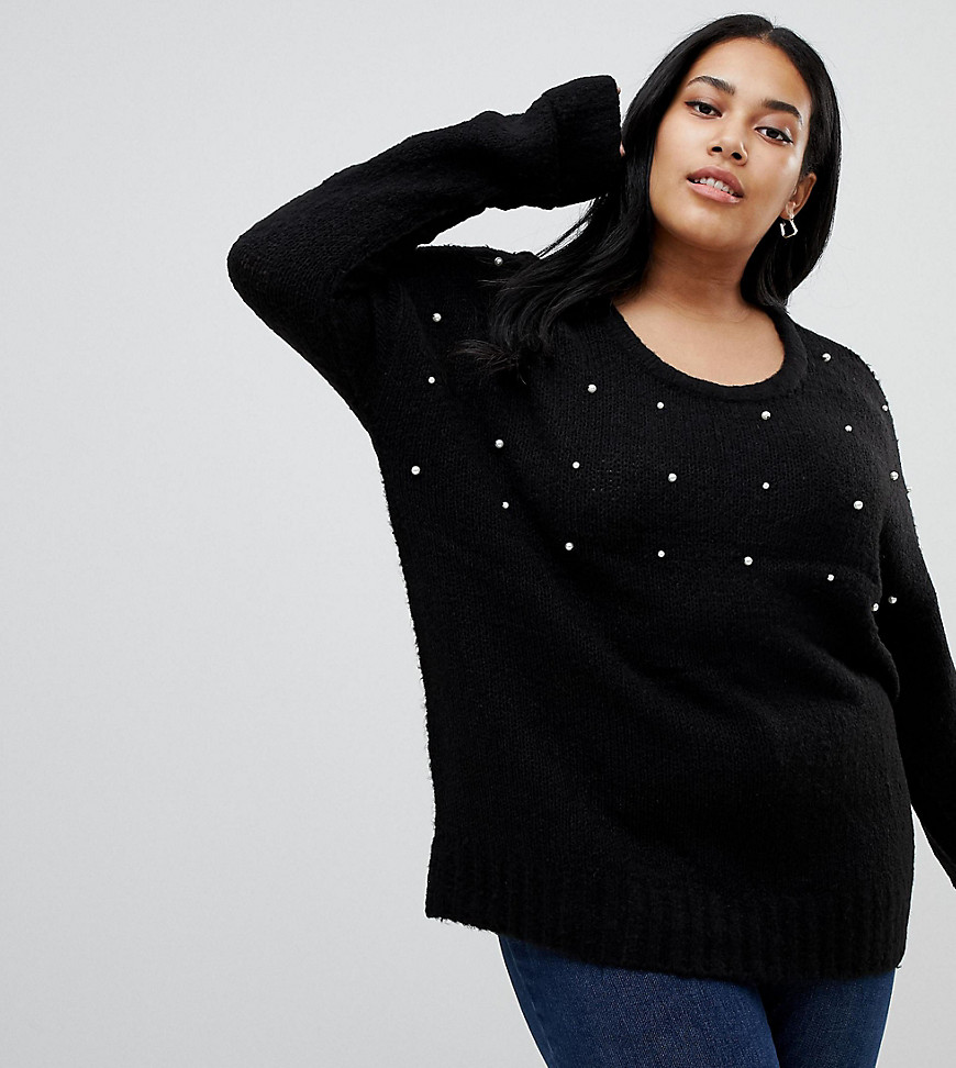 Brave Soul Plus Jumper with Pearl Embellishment