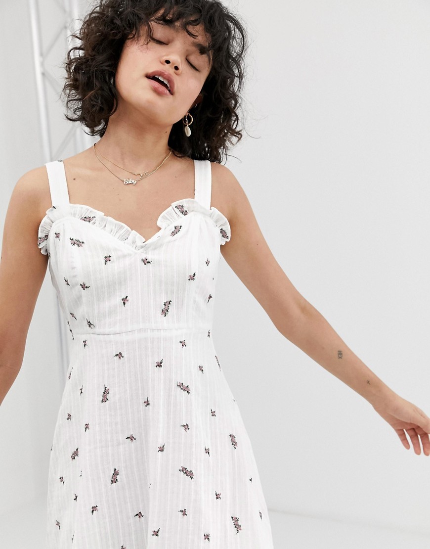Wild Honey cami dress with tie waist and embroidery