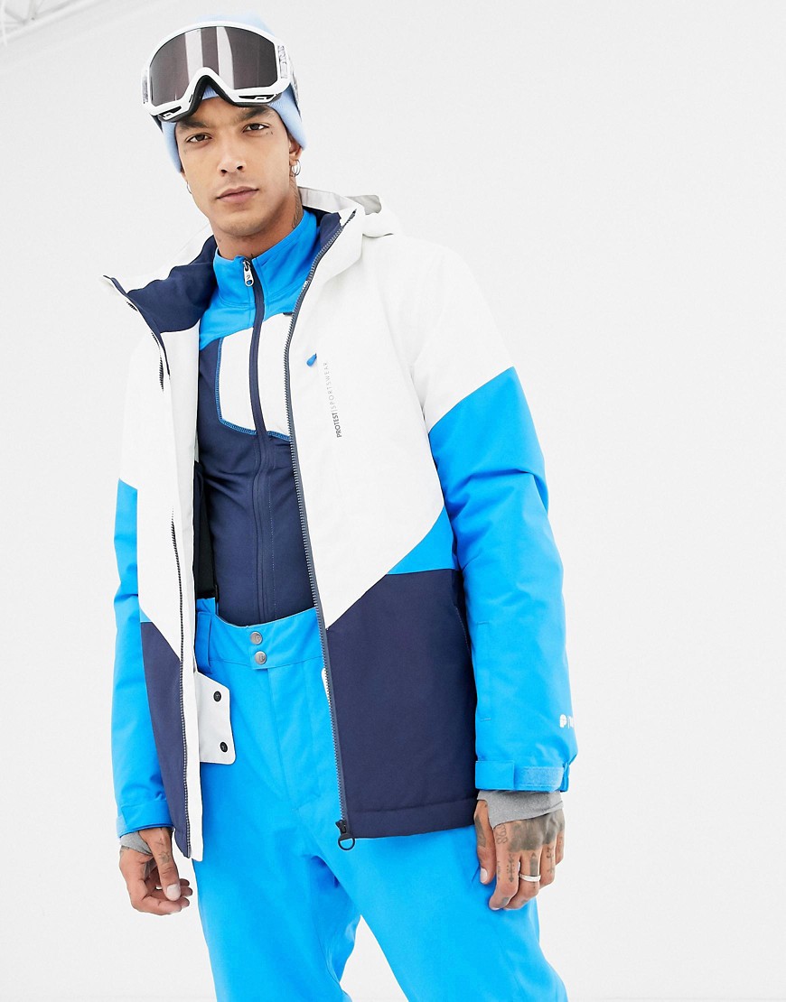 Protest Coffee Snow Jacket in White/Blue