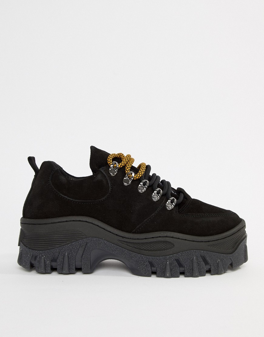 Bronx black suede chunky sole trainers