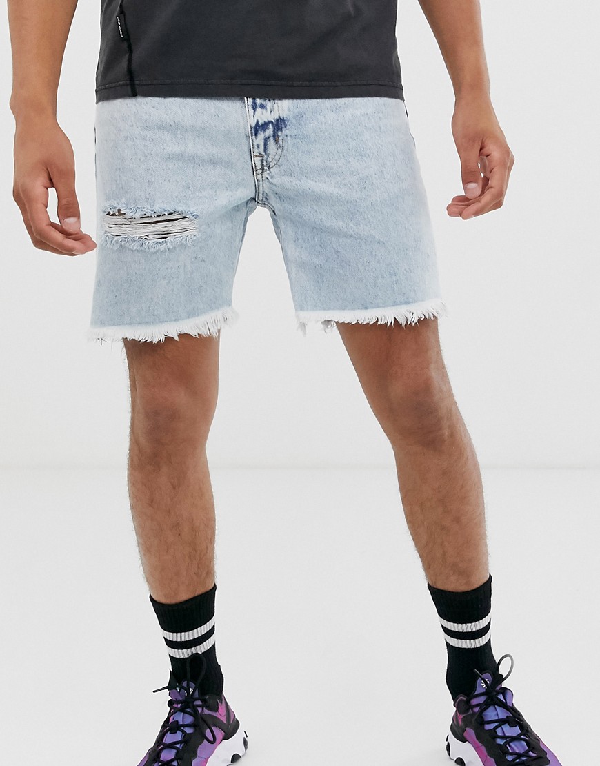 Cheap Monday slim shorts in light wash blue