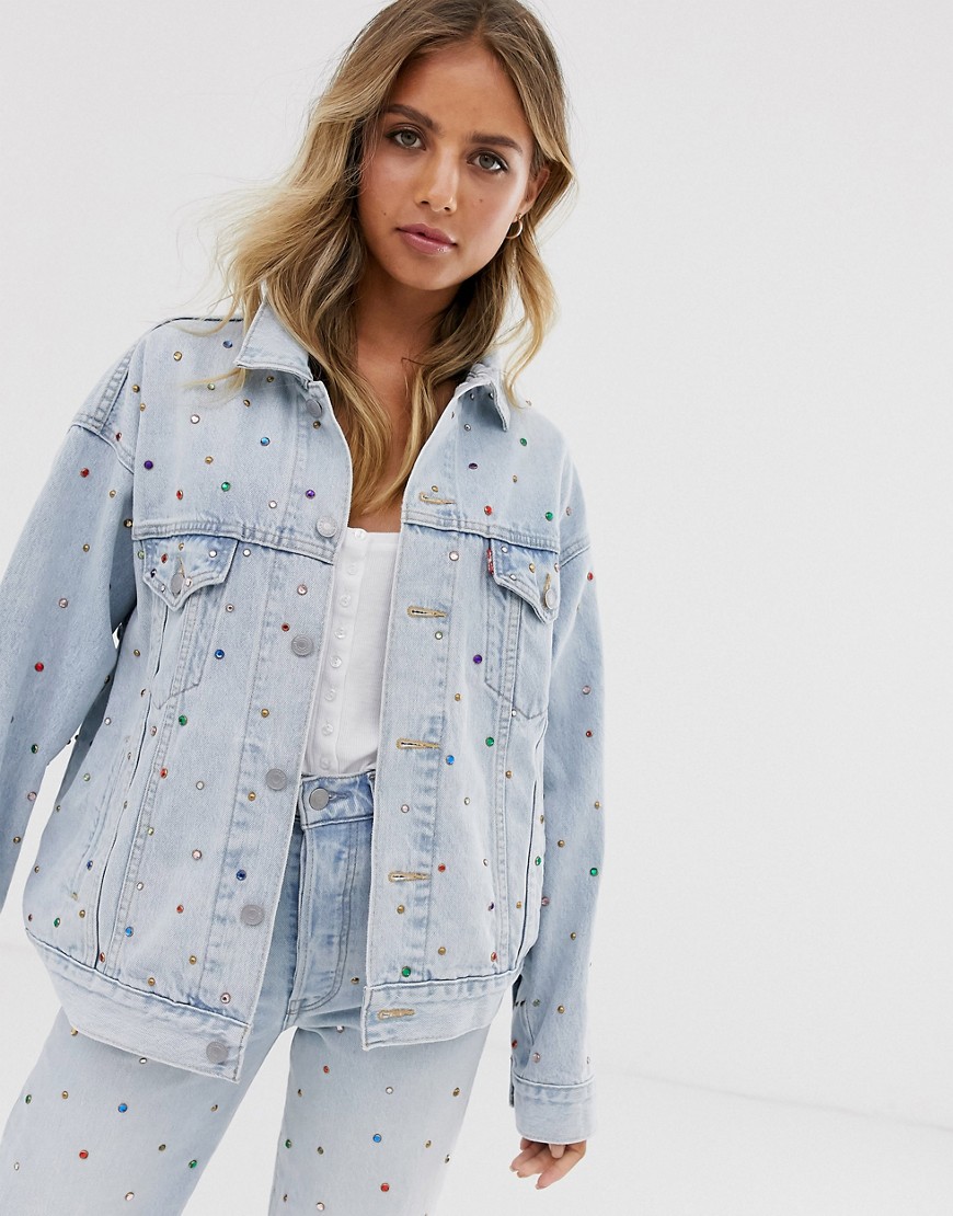Levi's dad trucker jacket with jewels co-ord