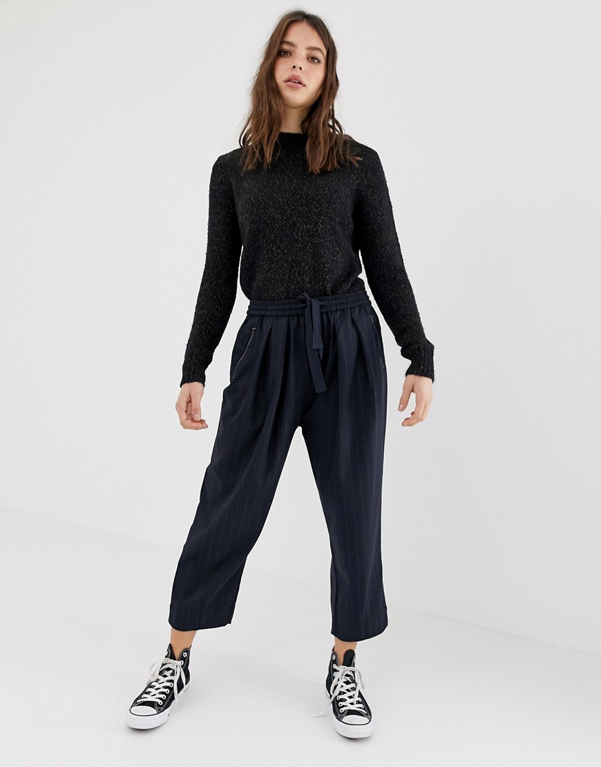 Free People Shakin All Over pinstripe cropped trousers