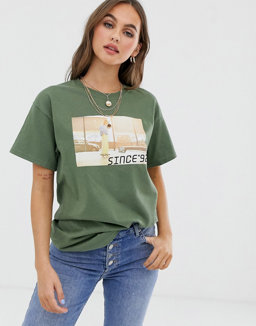 Daisy Street oversized t-shirt with skate graphics