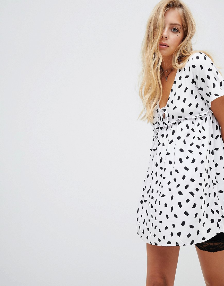 Motel tea dress in dalmatian spot print